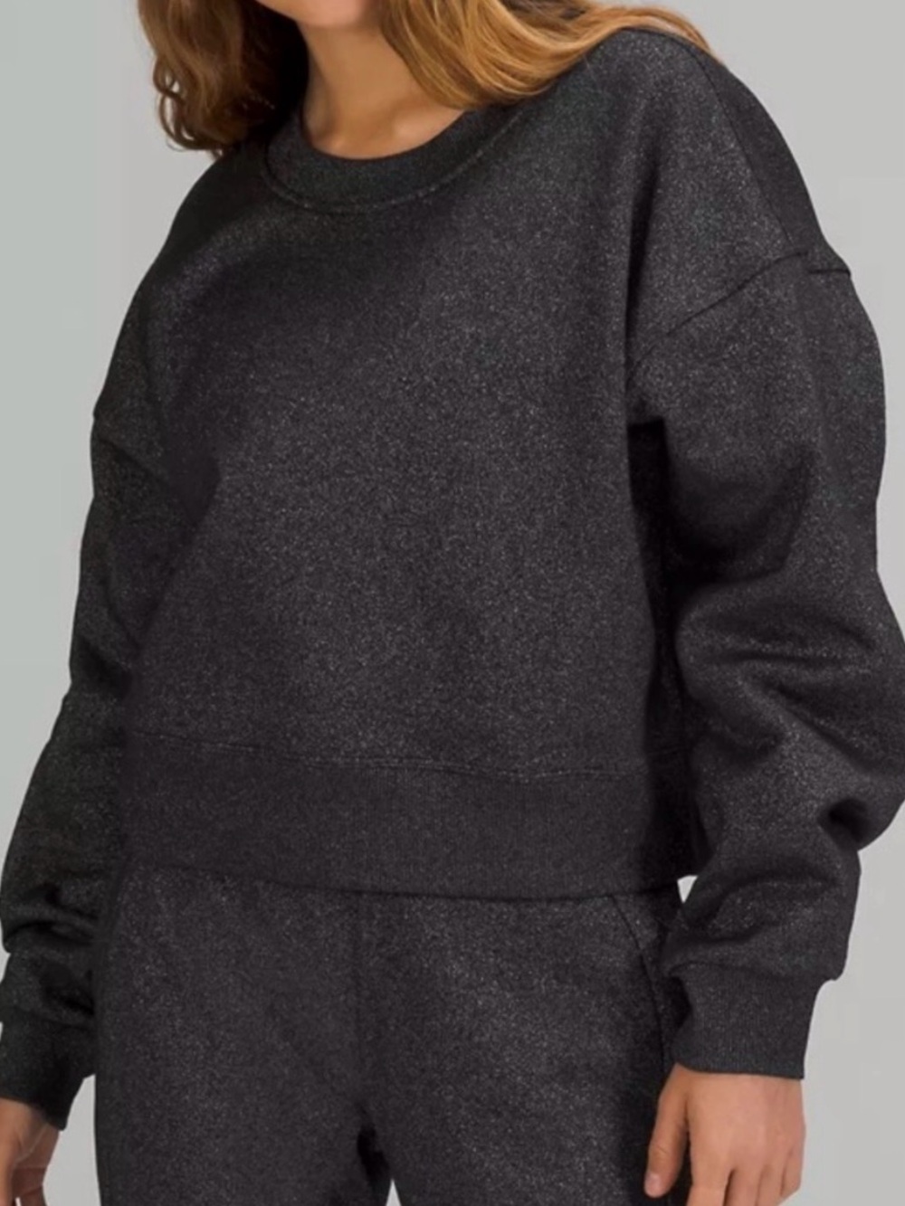 lululemon athletica Charcoal Gray Cropped Crew Sweatshirt